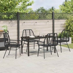 Ensemble de salle à manger pour jardin 5 pcs Noir polyrotin 563288563288