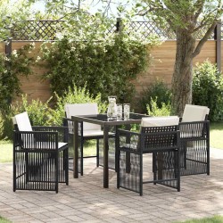 Ensemble de salle à manger pour jardin 5 pcs Noir polyrotin 563289563289