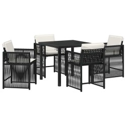 Ensemble de salle à manger pour jardin 5 pcs Noir polyrotin 563289563289