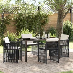 Ensemble de salle à manger pour jardin 5 pcs Noir polyrotin 563290563290