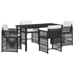 Ensemble de salle à manger pour jardin 5 pcs Noir polyrotin 563290563290