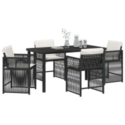 Ensemble de salle à manger pour jardin 5 pcs Noir polyrotin 563290563290