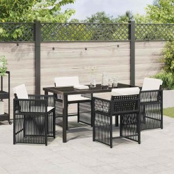 Ensemble de salle à manger pour jardin 5 pcs Noir polyrotin 563290563290