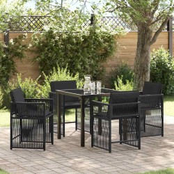 Ensemble de salle à manger pour jardin 5 pcs Noir polyrotin 563291563291