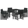 Ensemble de salle à manger pour jardin 5 pcs Noir polyrotin 563291563291