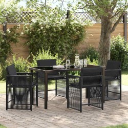 Ensemble de salle à manger pour jardin 5 pcs Noir polyrotin 563292563292