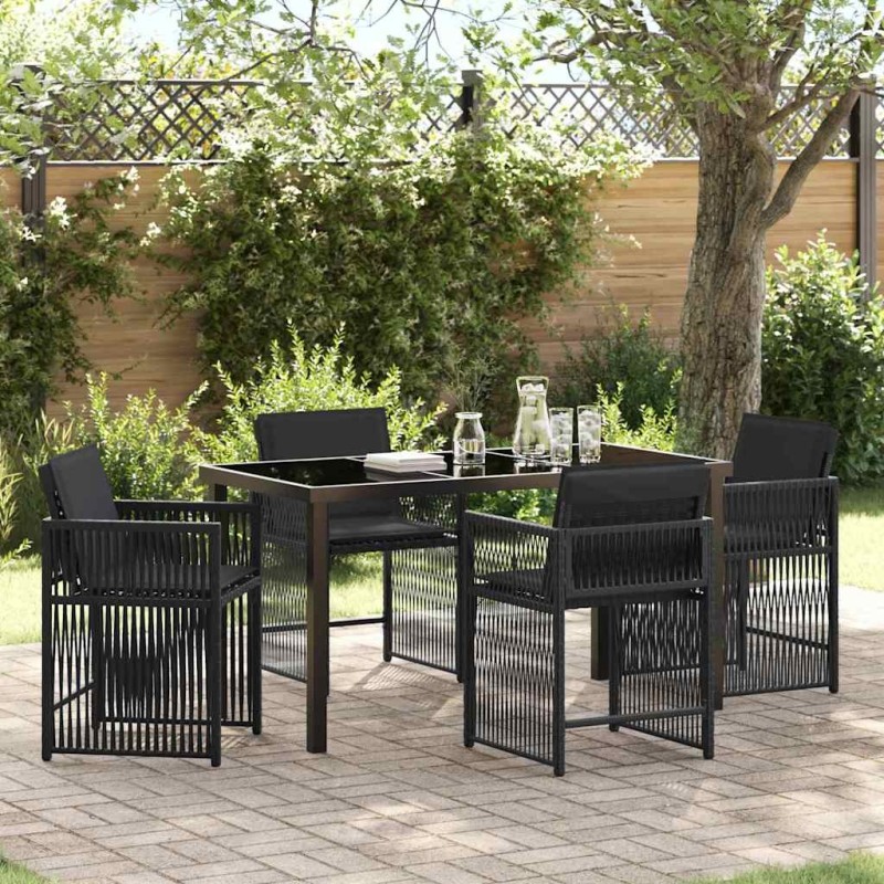 Ensemble de salle à manger pour jardin 5 pcs Noir polyrotin 563292563292