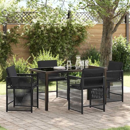 Ensemble de salle à manger pour jardin 5 pcs Noir polyrotin 563292563292