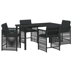 Ensemble de salle à manger pour jardin 5 pcs Noir polyrotin 563292563292