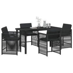 Ensemble de salle à manger pour jardin 5 pcs Noir polyrotin 563292563292