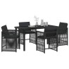Ensemble de salle à manger pour jardin 5 pcs Noir polyrotin 563292563292