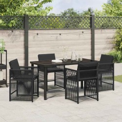 Ensemble de salle à manger pour jardin 5 pcs Noir polyrotin 563292563292