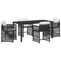 Ensemble de salle à manger pour jardin 5 pcs Noir polyrotin 563293563293