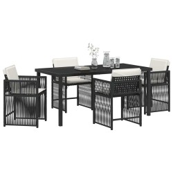 Ensemble de salle à manger pour jardin 5 pcs Noir polyrotin 563293563293
