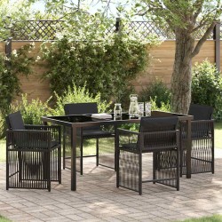 Ensemble de salle à manger pour jardin 5 pcs Noir polyrotin 563294563294