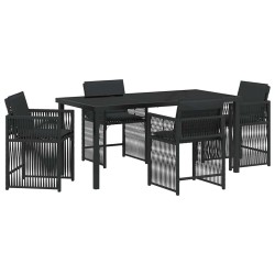 Ensemble de salle à manger pour jardin 5 pcs Noir polyrotin 563294563294