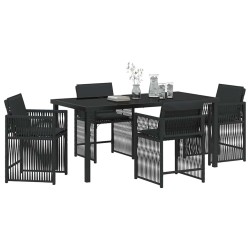 Ensemble de salle à manger pour jardin 5 pcs Noir polyrotin 563294563294