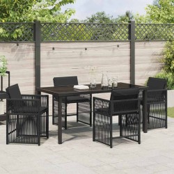 Ensemble de salle à manger pour jardin 5 pcs Noir polyrotin 563294563294