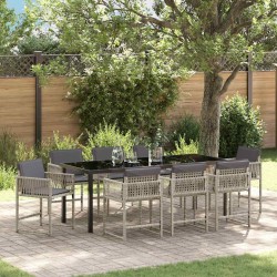 Ensemble de salle à manger pour jardin 9 pcs Gris clair 563295563295