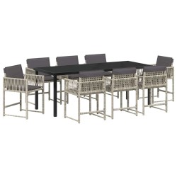 Ensemble de salle à manger pour jardin 9 pcs Gris clair 563295563295