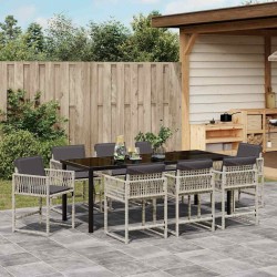Ensemble de salle à manger pour jardin 9 pcs Gris clair 563295563295