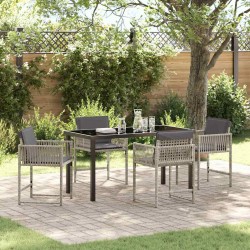 Ensemble de salle à manger pour jardin 5 pcs Gris clair 563296563296