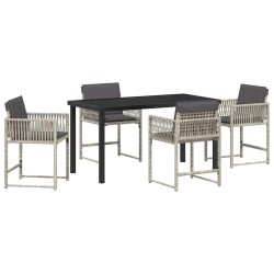 Ensemble de salle à manger pour jardin 5 pcs Gris clair 563296563296