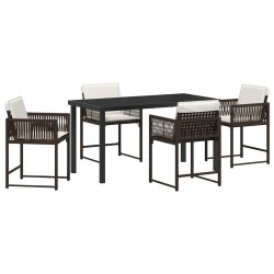 Ensemble de salle à manger pour jardin 5 pcs Marron polyrotin 563297563297