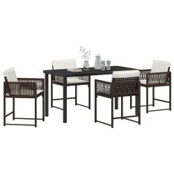 Ensemble de salle à manger pour jardin 5 pcs Marron polyrotin 563297563297