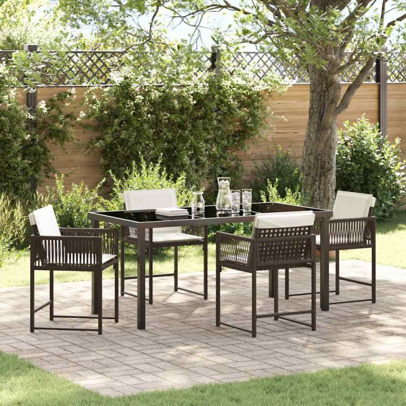Ensemble de salle à manger pour jardin 5 pcs Marron polyrotin 563298563298