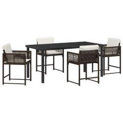 Ensemble de salle à manger pour jardin 5 pcs Marron polyrotin 563298563298