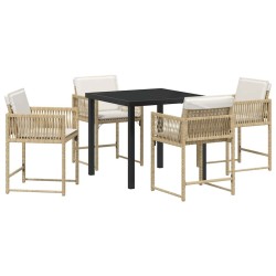 Ensemble de salle à manger pour jardin 5 pcs Beige polyrotin 563299563299
