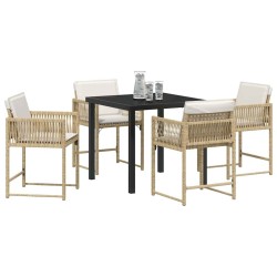 Ensemble de salle à manger pour jardin 5 pcs Beige polyrotin 563299563299