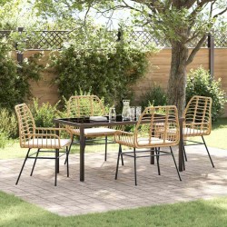 Ensemble de salle à manger pour jardin 5 pcs Marron polyrotin 563304563304