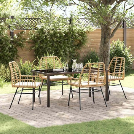 Ensemble de salle à manger pour jardin 5 pcs Marron polyrotin 563304563304