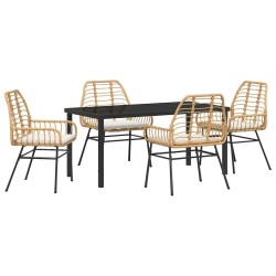 Ensemble de salle à manger pour jardin 5 pcs Marron polyrotin 563304563304