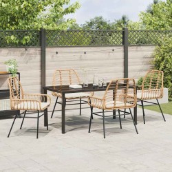 Ensemble de salle à manger pour jardin 5 pcs Marron polyrotin 563304563304