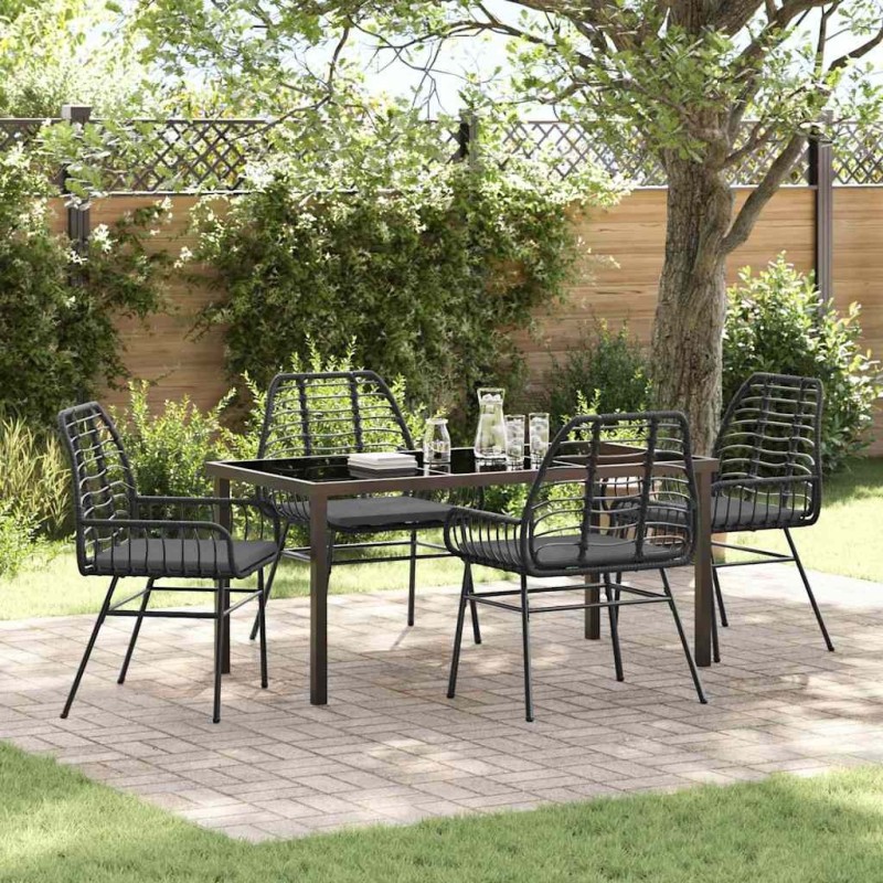Ensemble de salle à manger pour jardin 5 pcs Noir polyrotin 563305563305