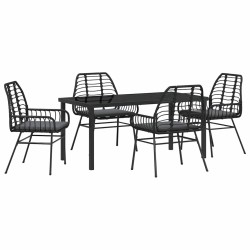 Ensemble de salle à manger pour jardin 5 pcs Noir polyrotin 563305563305