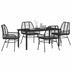 Ensemble de salle à manger pour jardin 5 pcs Noir polyrotin 563305563305