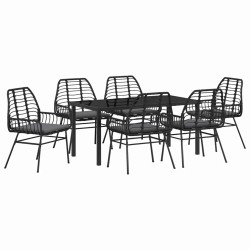Ensemble de salle à manger pour jardin 7 pcs Noir polyrotin 563306563306