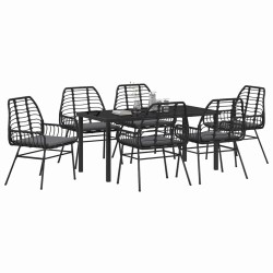 Ensemble de salle à manger pour jardin 7 pcs Noir polyrotin 563306563306