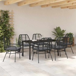 Ensemble de salle à manger pour jardin 7 pcs Noir polyrotin 563306563306