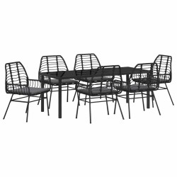 Ensemble de salle à manger pour jardin 7 pcs Noir polyrotin 563307563307