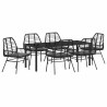 Ensemble de salle à manger pour jardin 7 pcs Noir polyrotin 563307563307