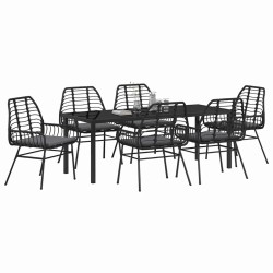 Ensemble de salle à manger pour jardin 7 pcs Noir polyrotin 563307563307