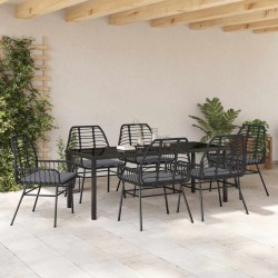 Ensemble de salle à manger pour jardin 7 pcs Noir polyrotin 563307563307