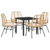 Ensemble de salle à manger pour jardin 5 pcs Marron polyrotin 563308563308