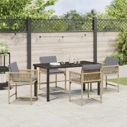 Ensemble de salle à manger pour jardin 5 pcs Beige polyrotin 563309563309