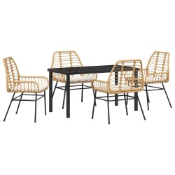 Ensemble de salle à manger pour jardin 5 pcs Marron polyrotin 563310563310